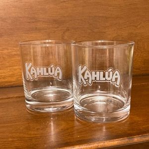 KAHLUA Glass Vintage Etched Tumblers.  Set of Two